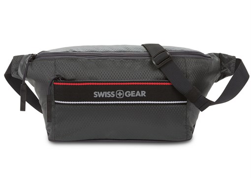 Сумка на пояс SWISSGEAR, серая, полиэстер с плетением рип-стоп, 38 x 5 x 15 см - фото 355224