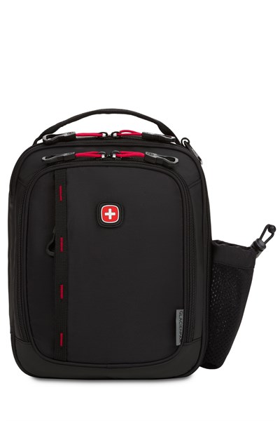 Термосумка для ланча SWISSGEAR, прорезиненный полиэстер 600D, черный/красный, 23х8х27 см, 5 л - фото 355265