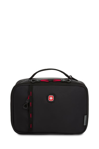 Термосумка для ланча SWISSGEAR, прорезиненный полиэстер 600D, чёрный/красный, 27х7х23 см, 4 л - фото 355283