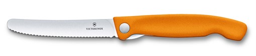 Нож для овощей VICTORINOX SwissClassic, складной, лезвие 11 см с волнистой кромкой, оранжевый - фото 355330