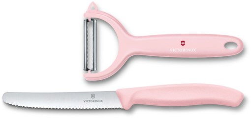 Набор из 2 кухонных ножей VICTORINOX Swiss Classic: нож для томатов и столовый нож 11 см, розовый - фото 355427