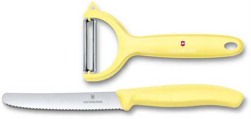 Набор из 2 кухонных ножей VICTORINOX Swiss Classic: нож для томатов и столовый нож 11 см, жёлтый - фото 355429