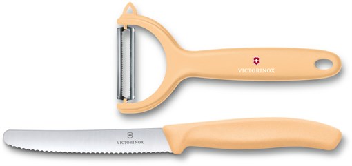 Набор из 2 кухонных ножей VICTORINOX Swiss Classic: нож для томатов и столовый нож 11 см, бежевый - фото 355432