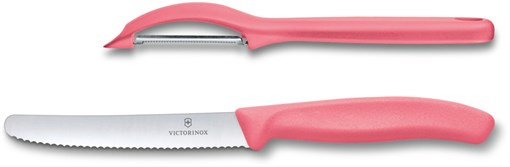 Набор из 2 ножей VICTORINOX Swiss Classic: нож для овощей и столовый нож 11 см, малиновая рукоять - фото 355434