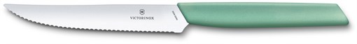 Нож для стейка и пиццы VICTORINOX Swiss Modern, 12 см, с волнистой кромкой, мятно-зелёный - фото 355467