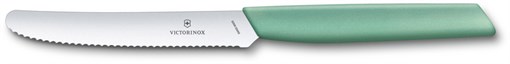 Нож столовый VICTORINOX Swiss Modern, волнистое лезвие 11 см с закруглённым кончиком, мятно-зелёный - фото 355470
