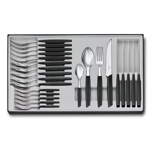 Набор из 24 столовых принадлежностей VICTORINOX Swiss Modern: 6 ножей для стейка, 6 вилок, 12 ложек - фото 355473