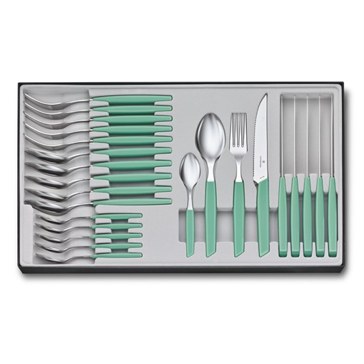 Набор из 24 столовых принадлежностей VICTORINOX Swiss Modern: 6 ножей для стейка, 6 вилок, 12 ложек - фото 355477