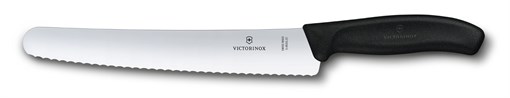 Нож для хлеба и выпечки VICTORINOX SwissClassic, лезвие 22 см с волнистой заточкой, чёрный - фото 355523