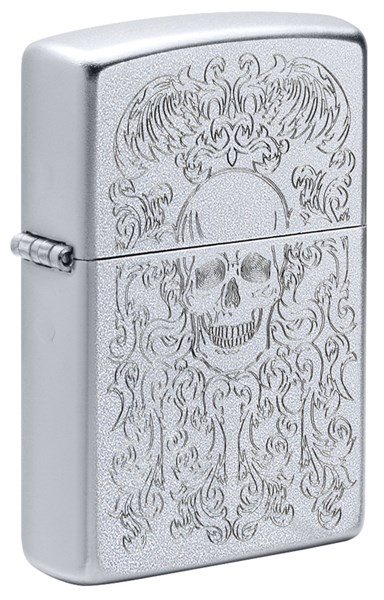 Зажигалка ZIPPO Skull Design с покрытием Satin Chrome, латунь/сталь, серебристая, 38x13x57 мм - фото 356615