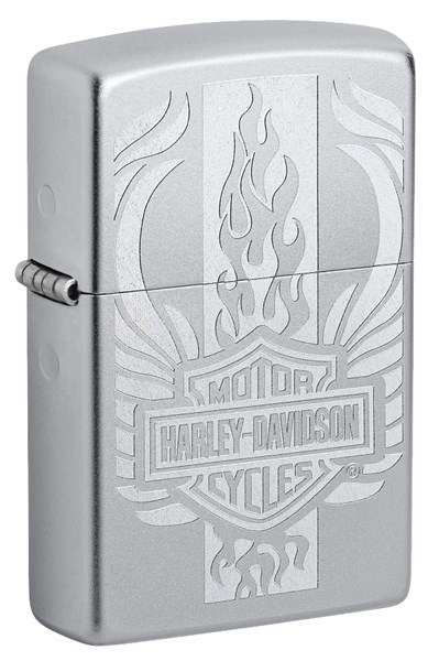 Зажигалка ZIPPO Harley-Davidson® c покрытием Satin Chrome™, латунь/сталь, серебристая, 38x13x57 мм - фото 357080