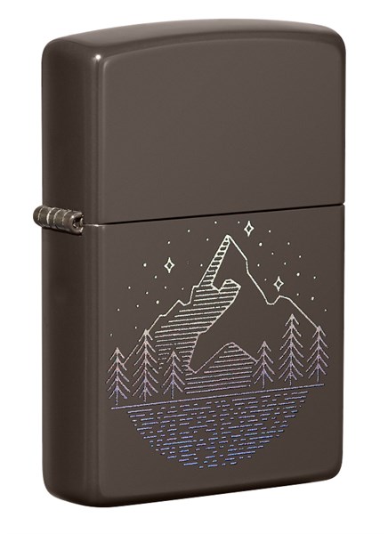 Зажигалка ZIPPO Mountain Design с покрытием Brown, латунь/сталь, коричневая, матовая, 38x13x57 мм - фото 357105