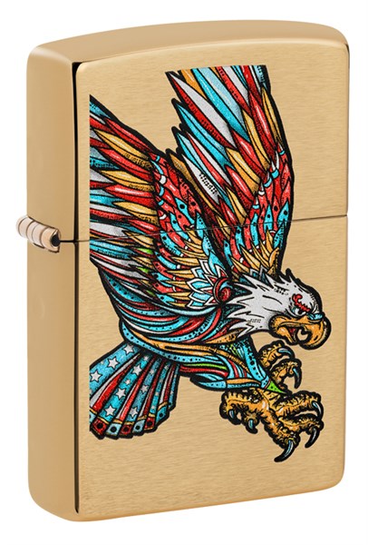 Зажигалка ZIPPO Tattoo Eagle с покрытием Brushed Brass, медь/сталь, золотистая, матовая, 38x13x57 мм - фото 357137