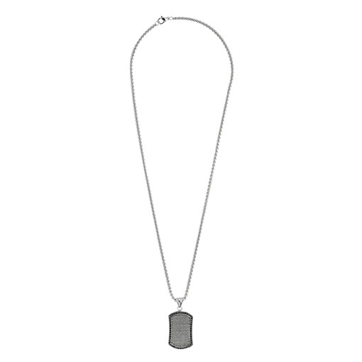 Подвеска ZIPPO Black Crystal Pendant Necklace, серебристо-чёрная, с цепочкой 60 см, сталь, 35 мм - фото 357211