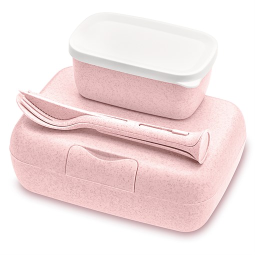 Набор ланч-боксов и столовых приборов candy ready, organic, розовый, 2 шт. - фото 362605