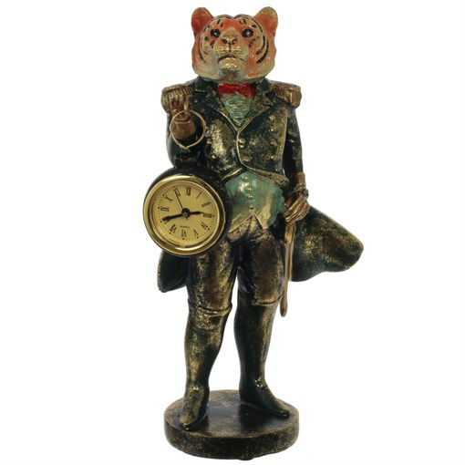 Фигурка декоративная "Тигр" (1xLR44) с часами,  L12 W11,5 H26,5 см - фото 376330