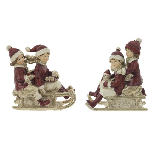 Фигурка декоративная "Дети на санках", 2 в., L10,5 W5 H12 см, 2в. - фото 376985