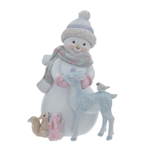 Фигурка декоративная "Снеговик с оленем", L12 W9,5 H16,5 см - фото 377015