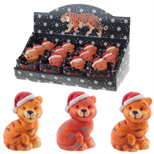 Фигурка декоративная "Тигр" (блок из 12 шт), L4,5 W4 H6,5 см, 3в. - фото 378081