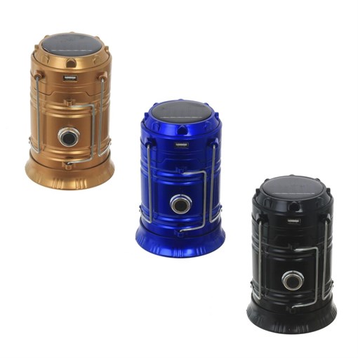 Фонарь кемпинговый, солн. бат., аккум. 220В,  USB, L9 W9 H14 см, 3в. - фото 379294