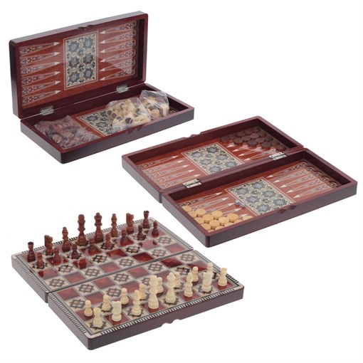 Игра настольная 3 в 1 (шахматы, шашки, нарды), L4 W20 H6 см - фото 379390