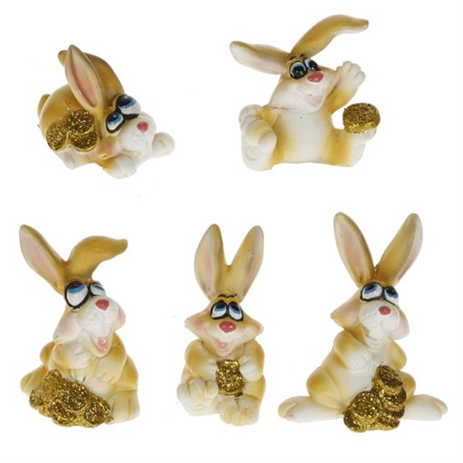 Фигурка декоративная "Заяц", L3,5 W2,5 H3,5 см, 5в. - фото 387830