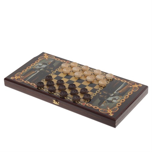 Игра настольная 2 в 1 "Рыцарь-21" (нарды, шашки), L50 W25 H4 см - фото 388982