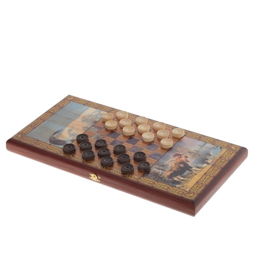 Игра настольная 2 в 1 "Медведь" (нарды, шашки), L50 W25 H4 см - фото 388988