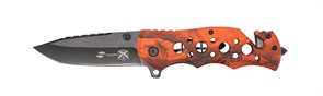 Нож складной Stinger, 86 мм (чёрный), рукоять: алюминий (оранж. камуфляж), картонная коробка