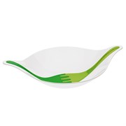 Салатник с приборами leaf, 3 л, бело-зеленый