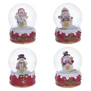 Фигурка декоративная в стекл. шаре "Снеговик", D6,5 см, L6,5 W6,5 H9 см, 4в.