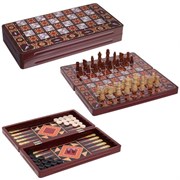 Игра настольная 3 в 1 (шахматы, шашки, нарды), L34 W16 H5,5 см
