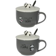 Кружка с крышкой и ложкой, 550 мл, L15,5 W12 H12 см, 2в.