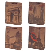Пакет подарочный (бумага, плотность 180г/м2, блок 12шт), L23,5 W8,5 H31,5 см, 4в.