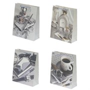 Пакет подарочный (бумага, плотность 210г/м2, блок 12шт), L26 W10 H32 см, 4в.