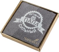 Полотенце "Сильный папа" 40*70 см 380 г/м2, м/х, х/б 100% серый