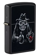 Зажигалка ZIPPO Bar Skull Design с покрытием Black Matte, латунь/сталь, чёрная, матовая, 38x13x57 мм