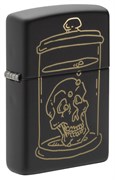 Зажигалка ZIPPO Skull Design с покрытием Black Matte, латунь/сталь, чёрная, матовая, 38x13x57 мм