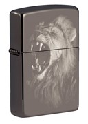 Зажигалка ZIPPO Lion Design с покрытием Black Ice®, латунь/сталь, чёрная, глянцевая, 38x13x57 мм