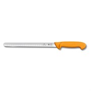 Нож для нарезки лосося VICTORINOX Swibo, гибкое лезвие 25 см с желобками, жёлтый