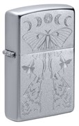 Зажигалка ZIPPO Butterfly and Wolf с покрытием Satin Chrome, латунь/сталь, серебристая, 38x13x57 мм