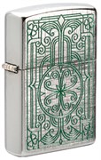 Зажигалка ZIPPO Luck Design с покрытием Brushed Chrome, латунь/сталь, серебристая, 38x13x57 мм