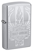 Зажигалка ZIPPO Harley-Davidson® c покрытием Satin Chrome™, латунь/сталь, серебристая, 38x13x57 мм