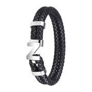 Браслет ZIPPO Steel Braided Leather Bracelet, чёрный, натуральная плетёная кожа/сталь, 20 см
