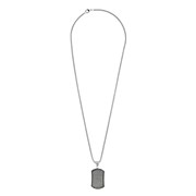 Подвеска ZIPPO Black Crystal Pendant Necklace, серебристо-чёрная, с цепочкой 60 см, сталь, 35 мм