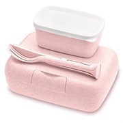 Набор ланч-боксов и столовых приборов candy ready, organic, розовый, 2 шт.