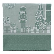 Скатерть из хлопка зеленого цвета с рисунком Щелкунчик из коллекции new year essential, 180х180см