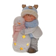 Фигурка декоративная "Мальчик и снеговик" с подсветкой, L30,5 W24 H50 см, (3хAAA не прилаг.)
