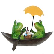 Фигурка декоративная "Лягушки в лодке", L23 W13 H17 см