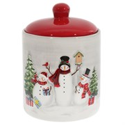 Емкость для сыпучих продуктов "Лесные снеговики", 1300 мл, L13 W13 H18,5 см
